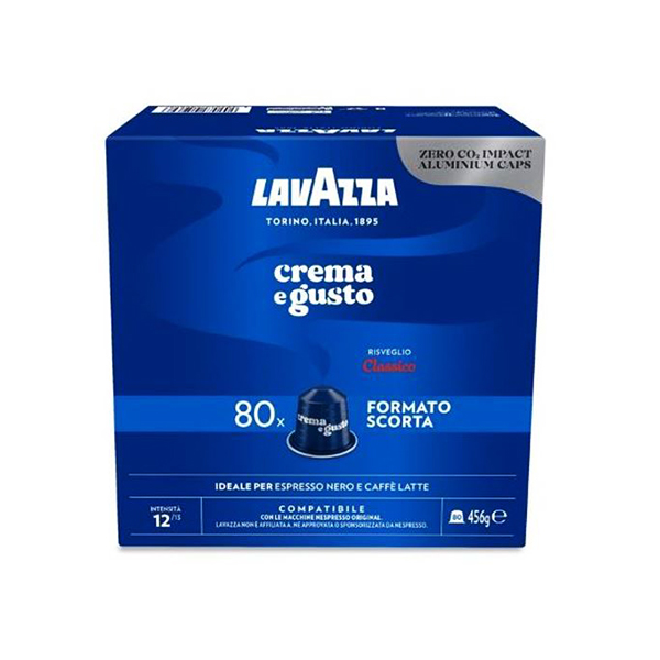 80 aluminum capsules CREMA E GUSTO CLASSICO Lavazza compatible Nespresso 