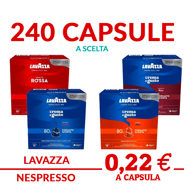 80 Aluminum Capsules Lavazza Crema and Gusto Classico Nespresso