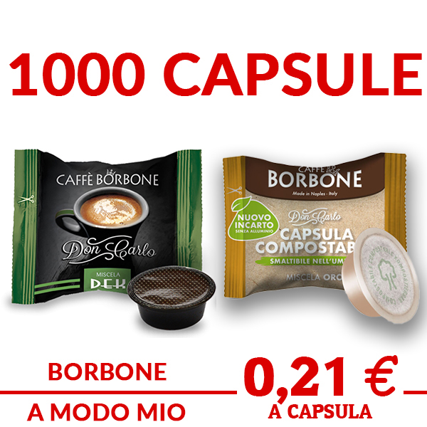 promo 1000 capsule Don Carlo Caffè Borbone Miscela Oro COMPOSTABILI e dek