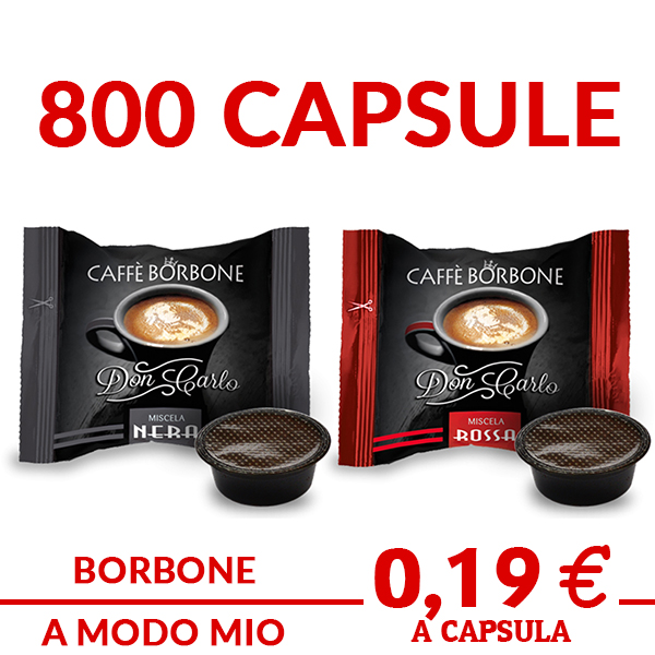 800 capsule borbone compatibili a modo mio don carlo a scelta tra miscela nera e rossa