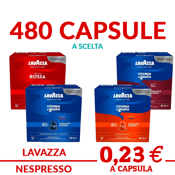 480 capsule alluminio Lavazza compatibile Nespresso a scelta